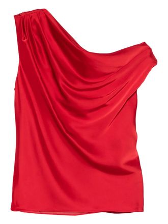 Lauren Ralph Lauren draped-detail blouse - women - Recycled Polyester/Polyester/Recycled Polyester - L - Red