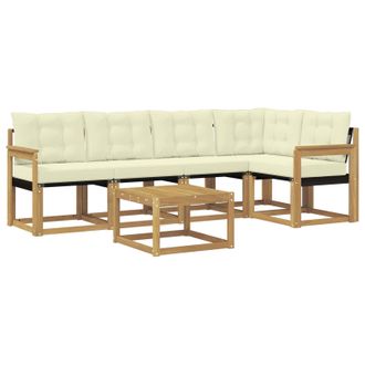 vidaXL Conjunto De Sof&aacute;s De Exterior Con Coj&iacute;n 6 Pcs Blanco Y Crema Vidaxl