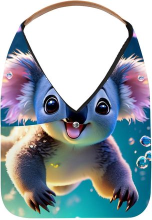 Generic Lovely Koala Swims Underwater Reusable Lightweight Grocery Bags - Foldable Into Compact Pouch, Washable & Sturdy, Multipurpose for Shopping and Travel