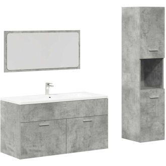 vidaXL Set Muebles De Ba&ntilde;o 2 Piezas Madera Contrachapada Gris Hormig&oacute;n Vidaxl