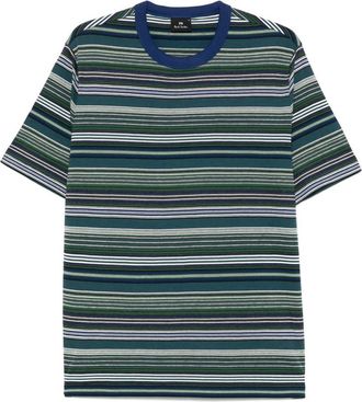 Paul Smith Grass Green Crewneck Striped T-shirt