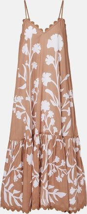 Juliet Dunn Floral scalloped cotton midi dress