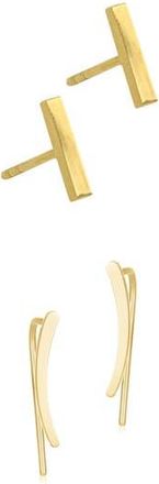 Adornia Set of 2 Bar & Ear Climber Earrings in Gold at Nordstrom Rack
