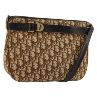 Dior Pre-owned Vintage Trotter Canvas Shoulder Bag - Dames - Pre-owned - Bruin - Maat: ONE Size Leer
