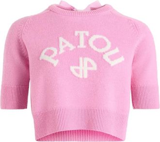 Patou Round-neck Knitwear, female, Pink, M, Cropped intarsia jumper