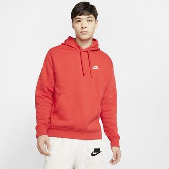 Nike Mens Club Pullover Hoodie - University Red/White Size L