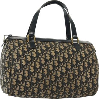 Dior Vintage Trotter Boston Bag Diorissimo Canvas Navy Canvas Bag (Pre-Owned)