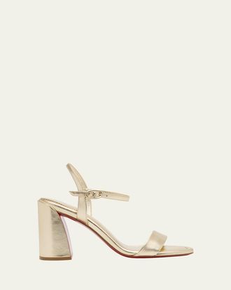 Christian Louboutin 85mm Jane Metallic Leather Ankle-Strap Sandals