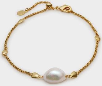 Katie Loxton Sol Pearl Anklet in Gold Coated at Nordstrom, Size 9