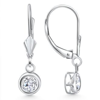 Pompeii3 1Ct Diamond Lab Grown Dangle Lever Back Hoop Earrings 14k White Gold