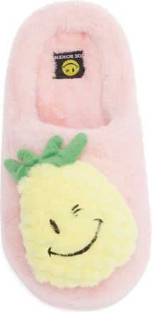 Joe Boxer Happy Pineapple Faux Fur Slipper in Pink at Nordstrom Rack, Size Medium