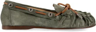 Sartore Womens Green Suede Loafers Chamois