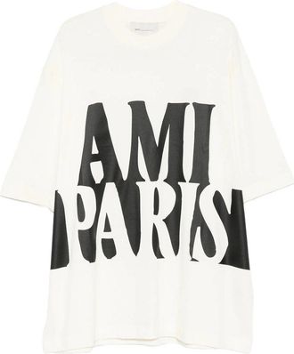 Ami Oversize Fit Short Sleeves Teeshirt With Ami Paris Print