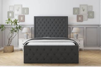 Sloomy Vienna Dumfries Special Bed Frame. With 50 Upholstered Headboard in Dark Grey | Size: Double