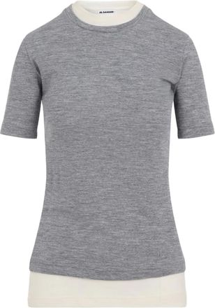 Jil Sander T-shirt con design a strati - Grigio