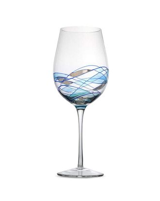 Alice Pazkus Set Of 2 Blue Wine Glasses With Shade Mosaic Desig