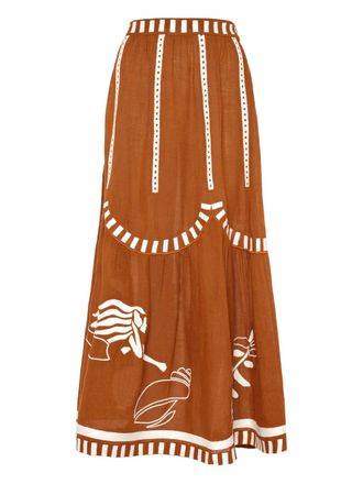 Eres Starfish maxi skirt - women - Linen/Flax - L - Brown