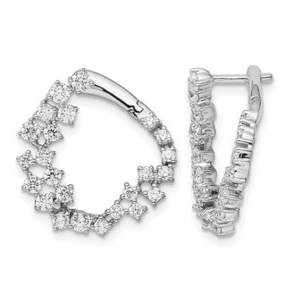 Diamond2Deal 14k White Gold 1 1/2 ct Lab Grown Diamond Fancy Hoop Earrings VS Clarity, D-E Color