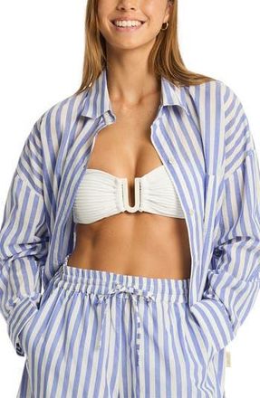 Sea Level Australia Sails Beach Stripe Cover-Up Tunic in Royal at Nordstrom Rack, Size X-Small
