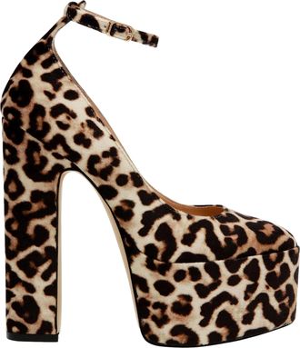 Steve Madden Skyrise Platform Pump Leopard Velvet SKYR01S1-965 Womens