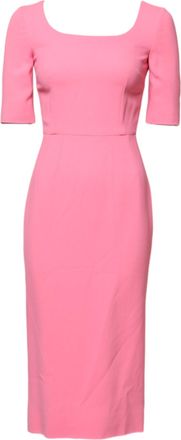 Dolce & Gabbana Womens Pink Viscose Short Sleeve Sheath Midi Dress Acetate Elastane