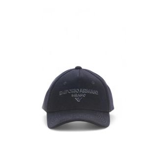 Emporio Armani Virgin-wool Baseball Cap with Embroidered Logo - male - Emporio Armani - Hats & Caps - Blue - ONE SIZE - Accessories
