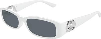 Gucci Rechthoekige Zonnebril met Montuur - Dames - Zonnebrillen - Wit - 54 MM - Accessoires
