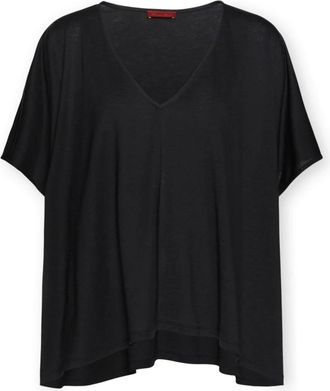 Elena Miro T-shirt met V-hals - Dames - T-shirts - Zwart - S/M - Katoen - Tops