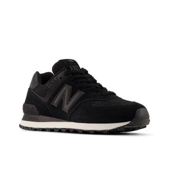 New Balance Sneaker NEW BALANCE WL574, Damen, Gr. 36,5, schwarz, metall, Leder, Schuhe Sneaker
