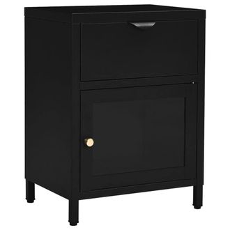 Berkfield Home Nightstands 2 pcs Black 40x30x54.5 cm Steel & Glass