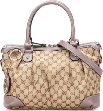 Gucci Pre-owned Womens Babouska Tote Gg Monogram - Tan Textile - One Size