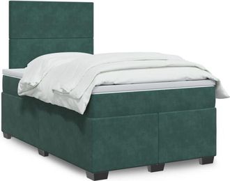 vidaXL Cama Box Spring Con Colch&oacute;n Terciopelo Verde Oscuro 120x200 Cm Vidaxl