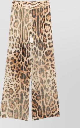 Ermanno Scervino animal print wide leg trousers side pockets