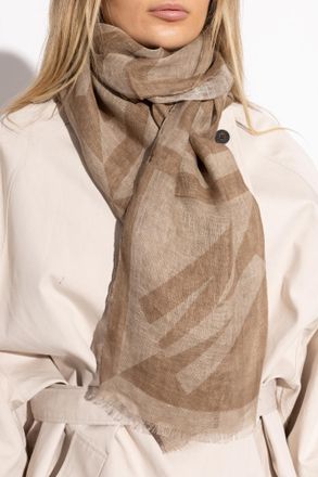 Moschino Scarf With Logo, Unisex, Brown