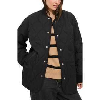 Alex Mill Wembley Quilted Bomber Jacket with Removable Faux Shearling Collar in Black at Nordstrom Rack, Size X-Large