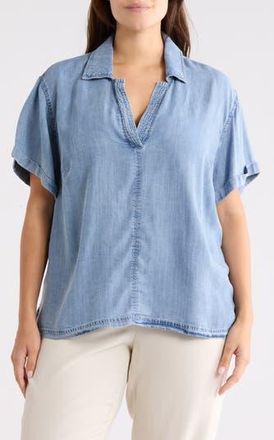 For The Republic Short Sleeve Popover Denim Top in Medium Wash at Nordstrom Rack, Size 2 X