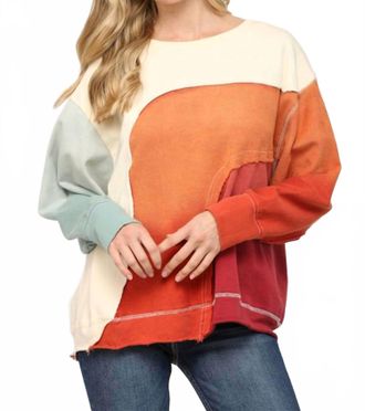Fate Color Block Oversized Sweatshirt In Multi