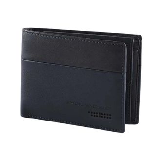Piquadro Blauwe leren portemonnee met muntvak - Heren - Portefeuilles - Blauw - ONE Size - Leer - Accessoires