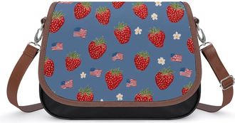 Generic Strawberry U.S. Flag Fashion Womens Crossbody Bags Novelty Handbag Shoulder Bag Purse