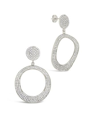 Sterling Forever Silver Cz Juniper Statement Drop Earrings