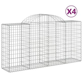 Berkfield Home Arched Gabion Baskets 4 pcs 200x50x100/120 cm Galvanised Iron in Silver