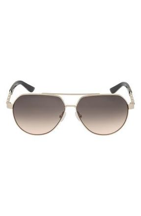 Guess 59mm Navigator Gradient Sunglasses in Gold /Gradient Brown at Nordstrom Rack