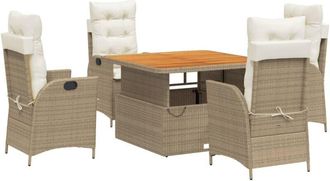 vidaXL Set Comedor De Jard&iacute;n 5 Pzas Con Cojines Rat&aacute;n Sint&eacute;tico Beige Vidaxl