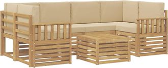 vidaXL Conjunto De Sof&aacute;s De Exterior 7 Uds. Y Beige Poli&eacute;ster Vidaxl