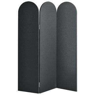 Beliani Biombo Separador Decorativo Moderno 3 Paneles Estructura Acero Poli&eacute;ster Gris Oscuro Slimmy