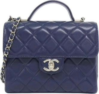Chanel Pre-owned Vintage Handtas - Dames - Vintage Handtas - Blauw - ONE Size - Leer - Vintage