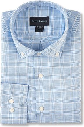 Scott Barber Cotton/Linen Glen Plaid, Blue