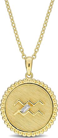 Mimi & Max 1/6ct TGW Created White Sapphire Pisces Zodiac Sign Necklace Yellow Silver