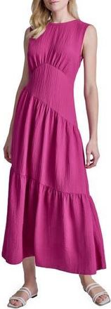 DKNY Sleeveless Crinkled Gauze Tiered Maxi Dress in Africn Violet at Nordstrom Rack, Size 12