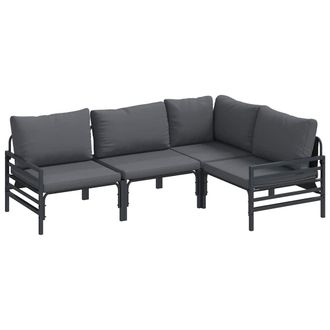 vidaXL Conjunto De Sof&aacute; De Jard&iacute;n 4 Pcs Antracita Acero Vidaxl